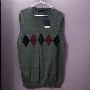 NWT Vintage Men’s Alan Flusser Golf Gray Diamond Print Sweater Vest Size XL